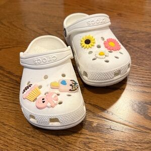 CROCS White Clogs with Fun Charms